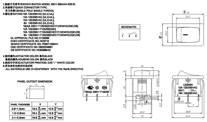 2 pin rocker switch(图1)